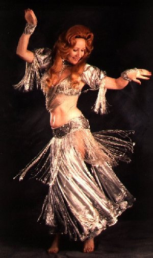 Jacqueline in silver cabaret costume